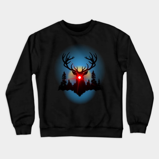 Holiday Spirit Christmas Outdoors red nose reindeer Crewneck Sweatshirt by Shean Fritts 